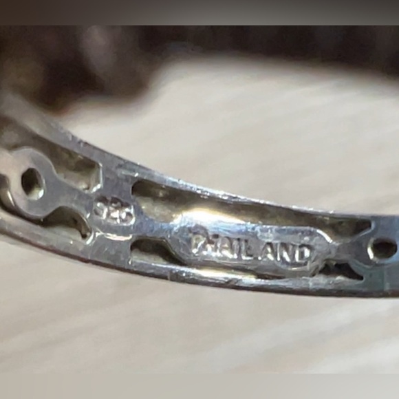 Designer Signed ATR Sterling Silver & 14K Gold Green Chalcedony Ring, Size 6.75 - Picture 7 of 11